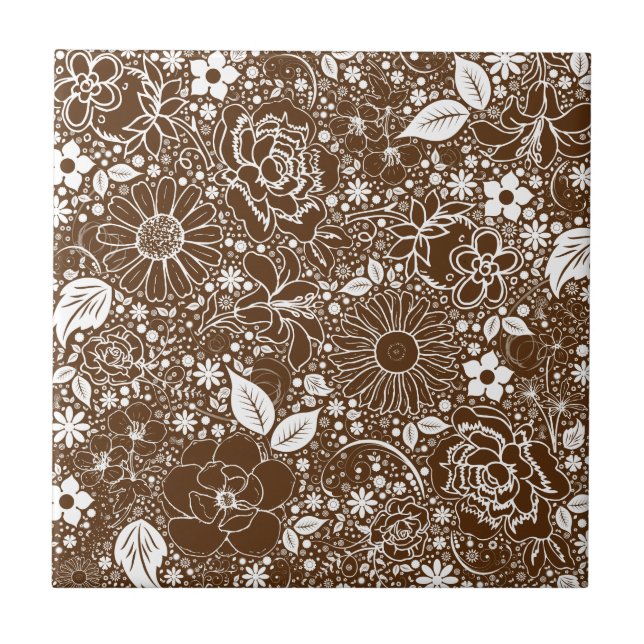 Botanische Beauties Brown Fliese (Vorderseite)