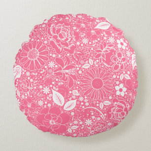 Botanische Beauties Lt Pink Round Throw Kissen