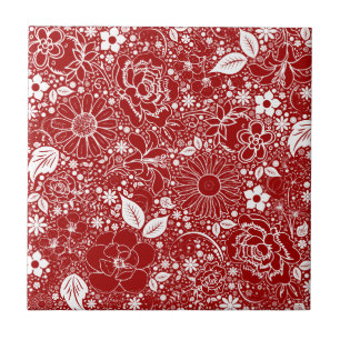 Botanische Beauties Rote Keramik Tile Fliese
