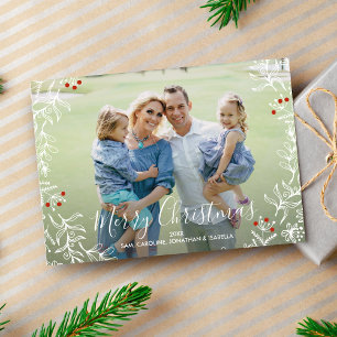 Botanische Beeren Frohe Weihnachten Familienfoto