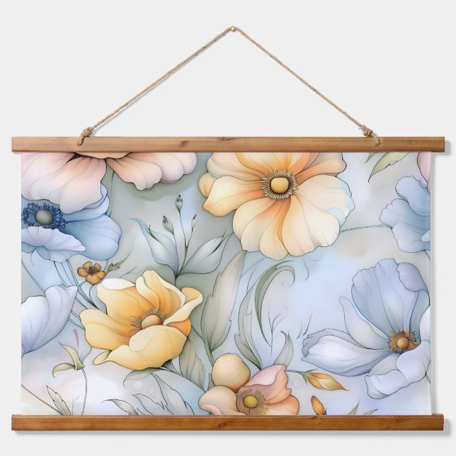 Botanische Beleuchtung Wandteppich Mit Holzrahmen (Vorne)