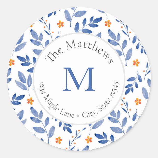 Botanische Bezeichnungen für Indigofarben und Oran Runder Aufkleber (Vorderseite)