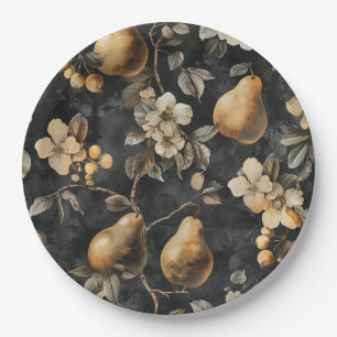 Botanische Birne Vintag Inspiriert Brown Pappteller