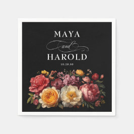 Botanische Bläserschwarze Hochzeit Serviette