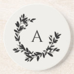 Botanische Blätter Anfangsmonogramm Elfenbeinkühe  Getränkeuntersetzer<br><div class="desc">Ein handgezeichneter,  halbmondfarbener Kranz aus Blätter und Lorbeeren umgibt Ihr Monogramm oder Ihren Initialzünder. Klicken Sie auf die Schaltfläche Anpassen,  um die Hintergrundfarbe zu ändern oder um mehr Text hinzuzufügen.</div>