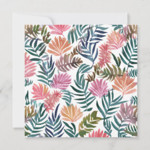 Botanische Blätter Aquarell   Blumig Farbige Niedl Dankeskarte