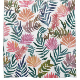 Botanische Blätter Aquarell | Blumig Farbige Süße Duschvorhang