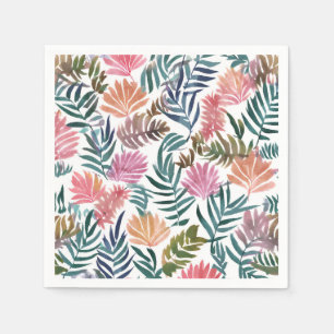 Botanische Blätter Aquarell   Floral Farbige Niedl Serviette