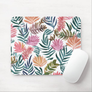 Botanische Blätter Aquarell   Florales Farbige Bla Mousepad