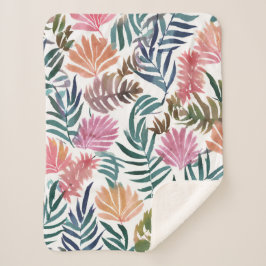 Botanische Blätter Aquarell | Florales Farbige Bla Sherpadecke
