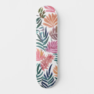 Botanische Blätter Aquarell Florales Farbige Bla Skateboard