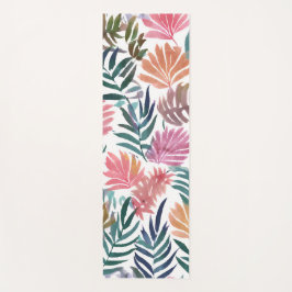 Botanische Blätter Aquarell | Florales Farbige Bla Yogamatte