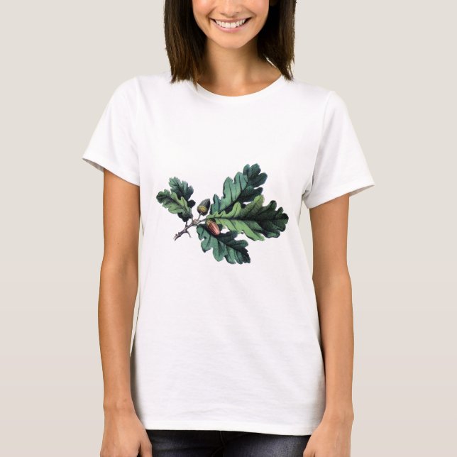 Botanische Blätter aus antikem Eichenholz T-Shirt (Vorderseite)