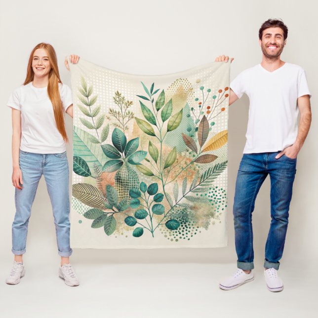 Botanische Blätter Collage Fleece Blanket (Beispiel)