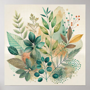 Botanische Blätter Collage Wall Decor Poster