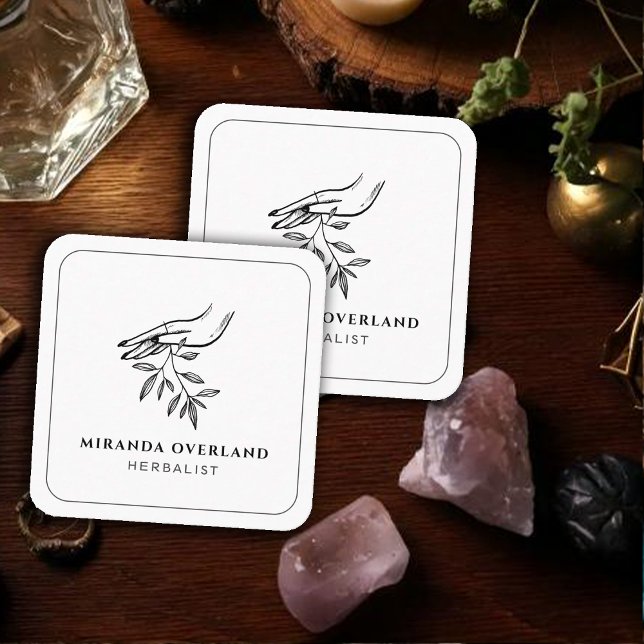 Botanische Blätter der einzigartigen Kräuterkunde Quadratische Visitenkarte (Von Creator hochgeladen)