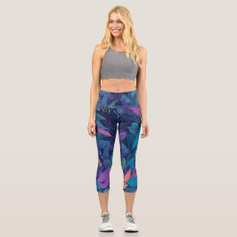 Botanische Blätter der Moderne Farbflora Muster Capri Leggings