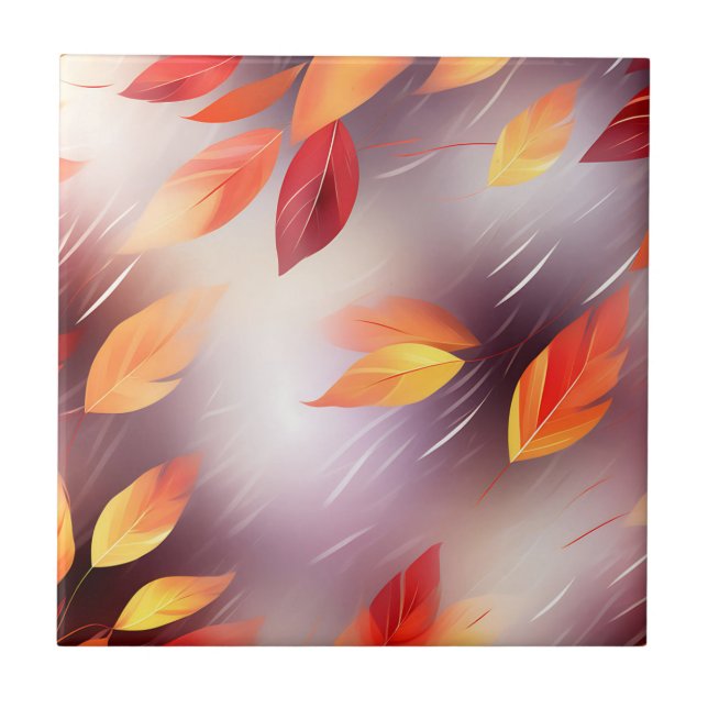 Botanische Blätter des abstrakten Herbstes Fliese (Vorderseite)