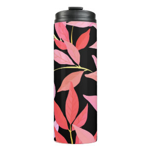 Botanische Blätter, farbenfrohe nahtlose Muster. Thermosbecher