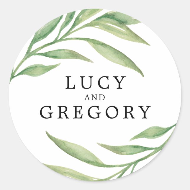 Botanische Blätter | GASTGESCHENK HOCHZEIT Runder Aufkleber (Vorderseite)