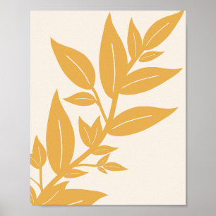 Botanische Blätter, gelb und cremeweiß Poster