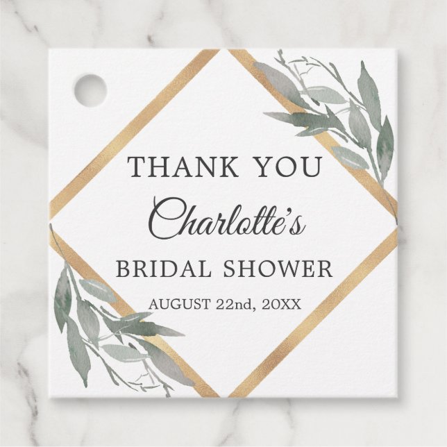 Botanische Blätter Gold Brautparty DANKE Geschenkanhänger (Vorderseite)
