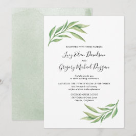 Botanische Blätter Hochzeit in Wasserfarbe Einladung