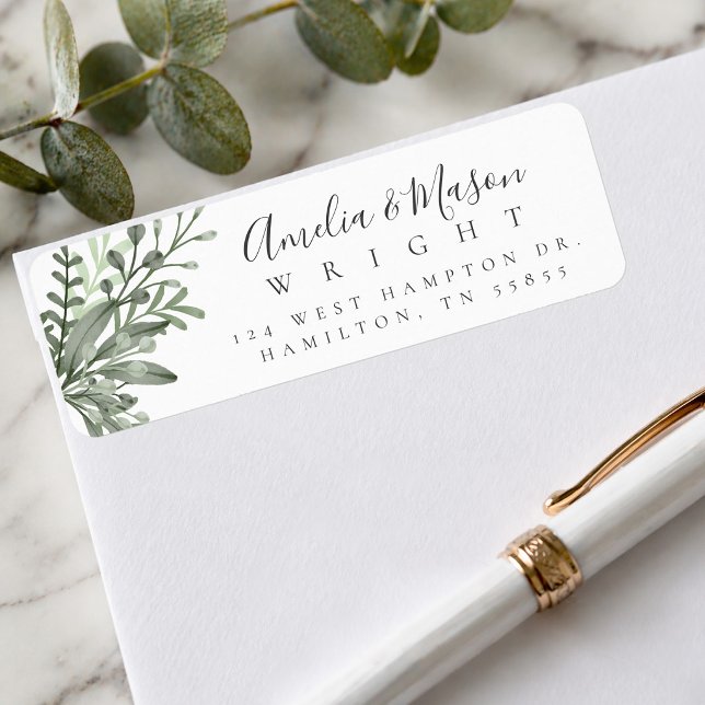 Botanische Blätter Hochzeit Rücksendeadresse (Botanical Foliage Wedding Return Address Label)