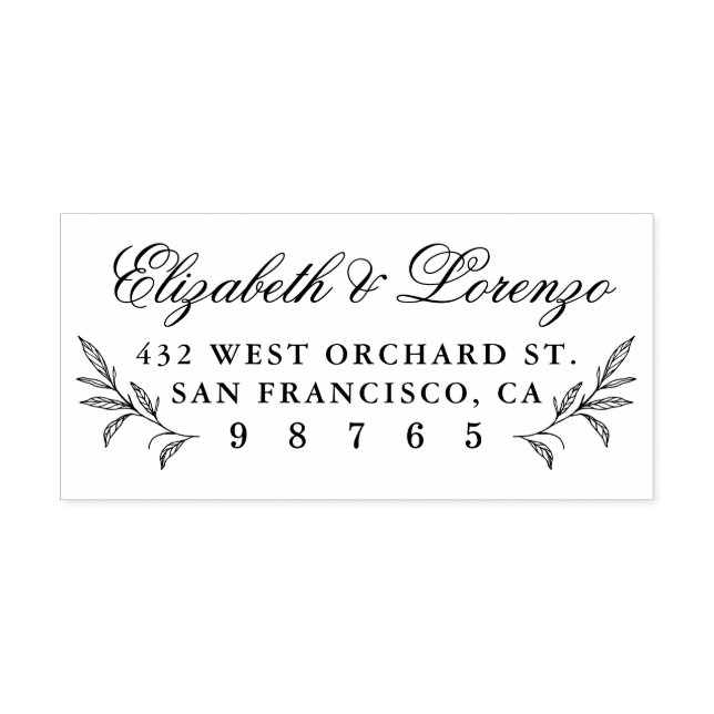 Botanische Blätter Hochzeit Rücksendeadresse Gummistempel (Prägung)