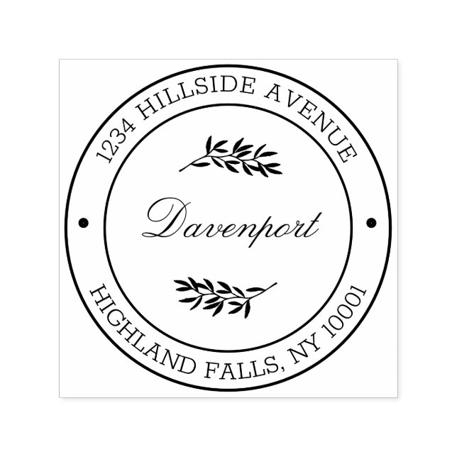 Botanische Blätter Kalligraphische Rücksendeadress Permastempel (Design)