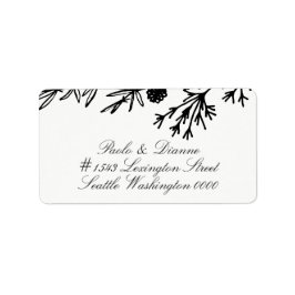 Botanische Blätter mit handgezeichneter Hochzeitad Adressaufkleber