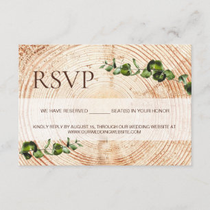 Botanische Blätter mit Holzbaum reserviert Sitzplä Begleitkarte