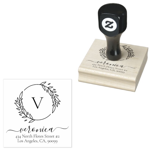 Botanische Blätter mit individueller Typografie 2 Gummistempel (Stempel)