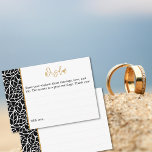 Botanische Blätter Muster Grenze Datum Nacht Ideen Begleitkarte<br><div class="desc">Erleben Sie die Botanische Blätter Pattern Border Wisdom Enclosure Card, die Teil der schicken Leaf Pattern Border Wedding Invitation Collection Collection ist. Diese 3, 5"x5", landschaftlich formatierte Flachkarte, weist eine weiße Vorderseite mit einer dominanten schwarzen abstrakten Blattlinie auf. Anpassen des Textes an das Ereignis. Entdecken Sie mehr Hochzeitthemen unter www.KBMD3signs.com....</div>