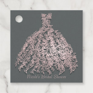 Botanische Blätter Rosa und Grau Brautparty Geschenkanhänger