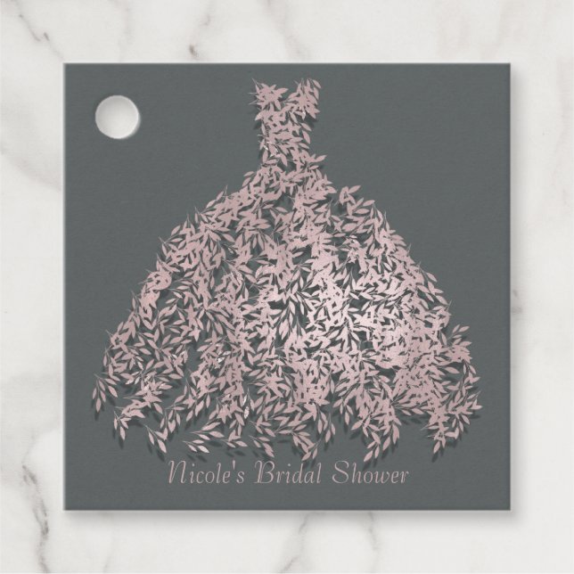 Botanische Blätter Rosa und Grau Brautparty Geschenkanhänger (Vorderseite)