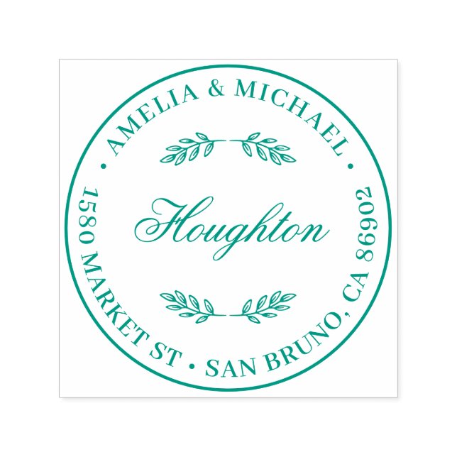 Botanische Blätter Rücksendeadresse Permastempel (Design)