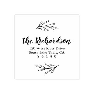 Botanische Blätter Rücksendeadresse Selbstfarbig Gummistempel