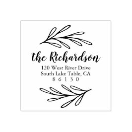 Botanische Blätter Rücksendeadresse Selbstfarbig Gummistempel