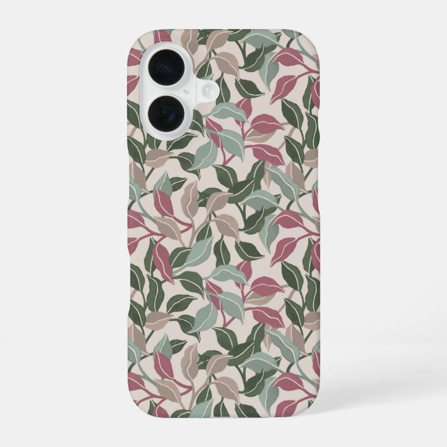 Botanische Blätter Salbei-Rosé Neutral Chic iPhone 16 Hülle (Rückseite)