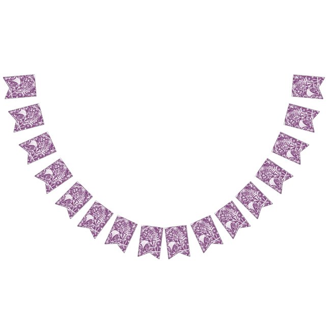 Botanische Blätter und Blume Lila Wimpelkette (Alle)
