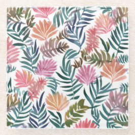 Botanische Blätter Wasserfarbe | Blumenfarben Nied Glasuntersetzer