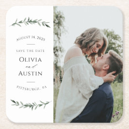 Botanische Blattgrüne Save the Date Rechteckiger Pappuntersetzer