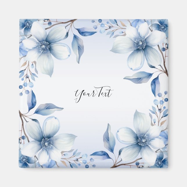 Botanische blaue Blumen Magnet (Vorne)