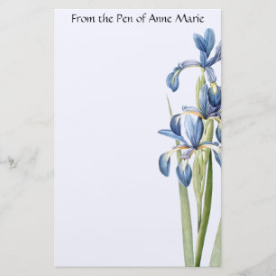 Botanische blaue Iris-Blumen-Blumenbriefpapier Briefpapier