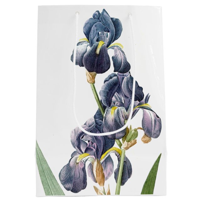 Botanische blaue Iris-Blumen BlumenRedoute Tasche Mittlere Geschenktüte (Rückseite)