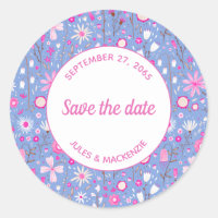 Botanische Blaue Wildblume Save the Date