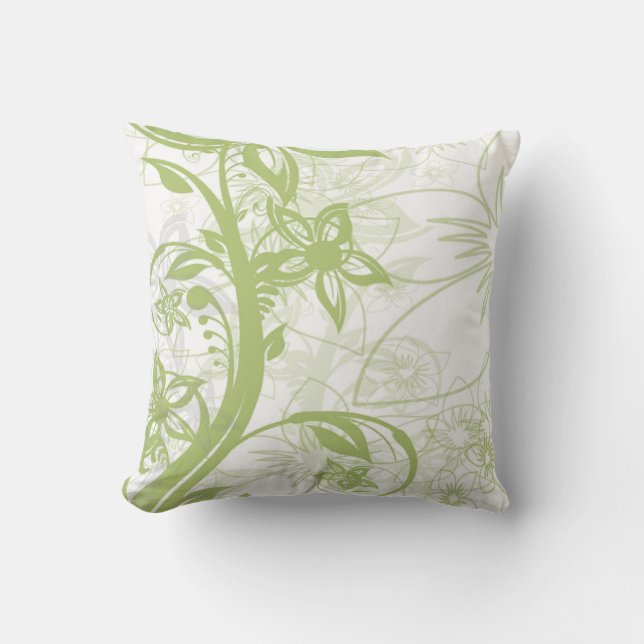 Botanische Bliss Grüne Flora Decorative Baumwolle Kissen (Vorderseite)