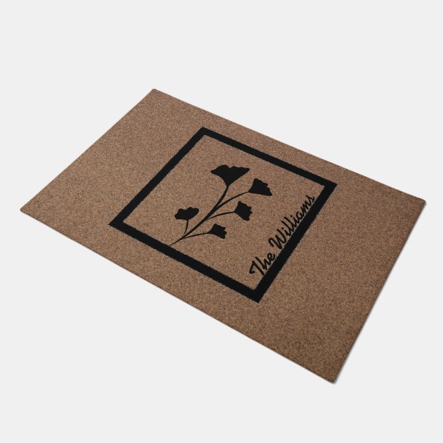 Botanische Bliss: Personalisierte Pflanze Design D Fußmatte (Schrägansicht)