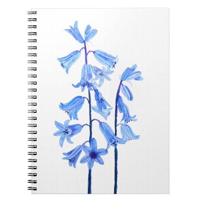 Botanische Bluebells Blume Aquarell Notizblock (Vorderseite)